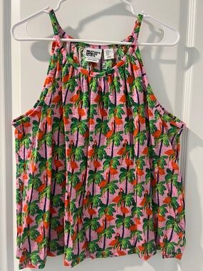 Elephants Hearts Pink Palm & Flamingo Tank Top